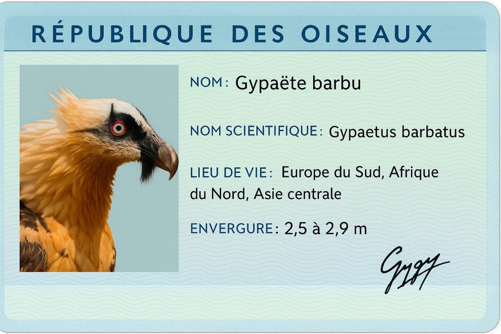 carte d'identité du Gypaète barbu