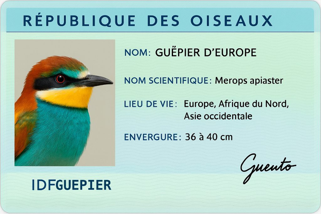 carte d'identité du guêpier d'europe